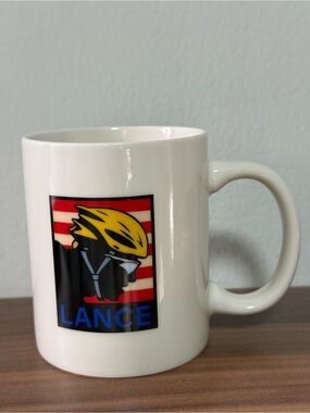 Rare 'Lance' Tour de France Coffee Mug - Art by Michael Schwabb